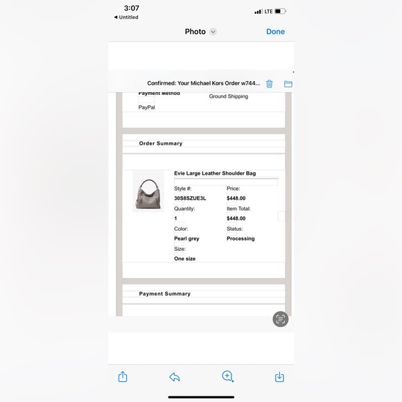 Gray Michael Kors Evie Large Leather Shoulder Bag - Picture 10 of 11